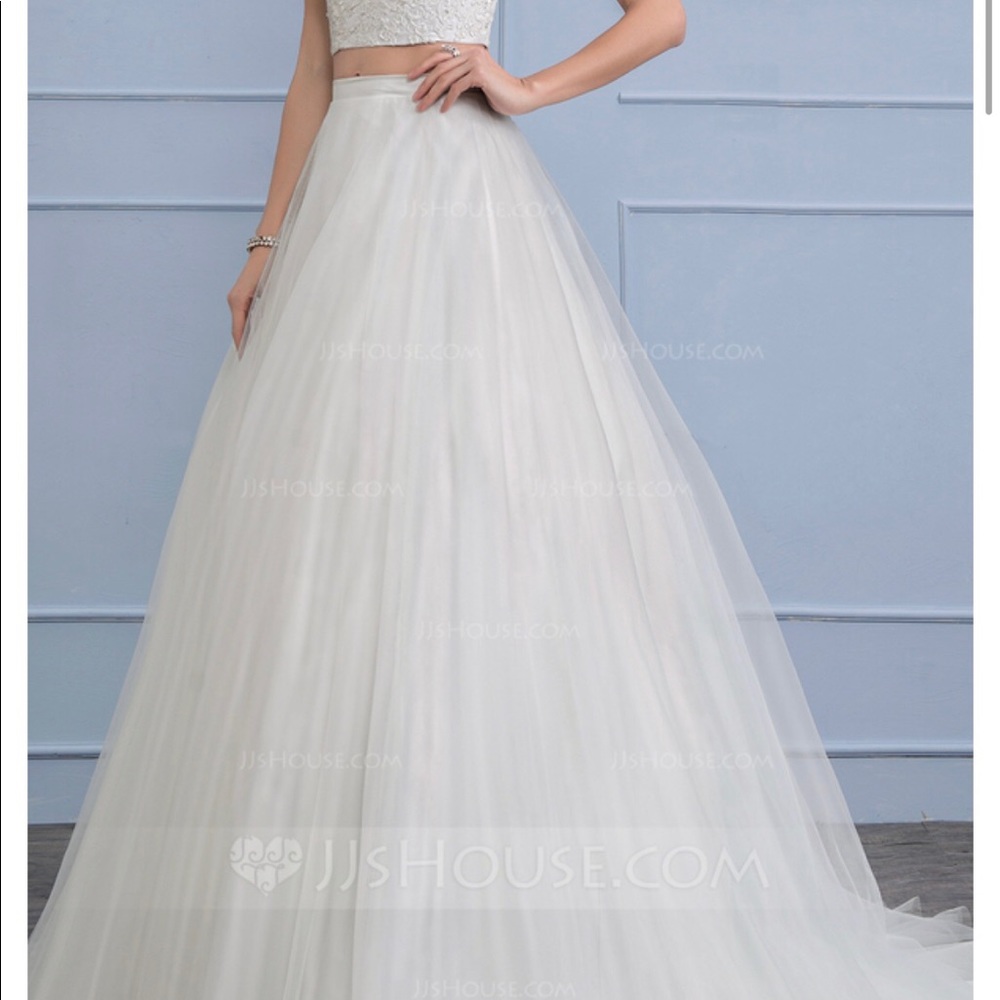 JJ house floor length wedding skirt, with train
